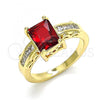 Oro Laminado Multi Stone Ring, Gold Filled Style with Garnet and White Cubic Zirconia, Polished, Golden Finish, 01.221.0014.2.09
