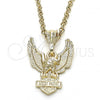 Oro Laminado Fancy Pendant, Gold Filled Style Eagle Design, Polished, Golden Finish, 05.351.0072