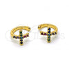 Oro Laminado Earcuff Earring, Gold Filled Style Cross Design, with Multicolor Micro Pave, Polished, Golden Finish, 02.210.0675.1