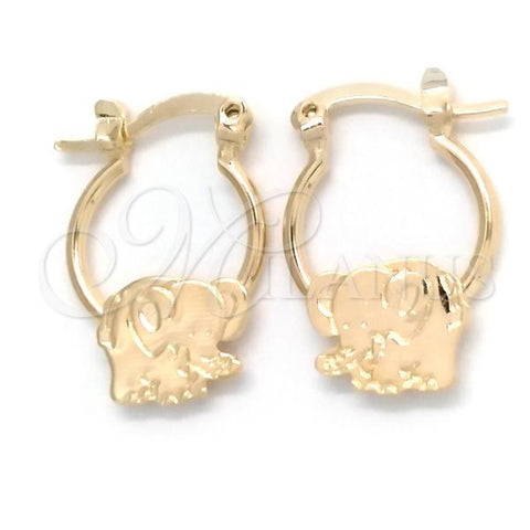 Oro Laminado Small Hoop, Gold Filled Style Elephant Design, Polished, Golden Finish, 02.58.0071.12