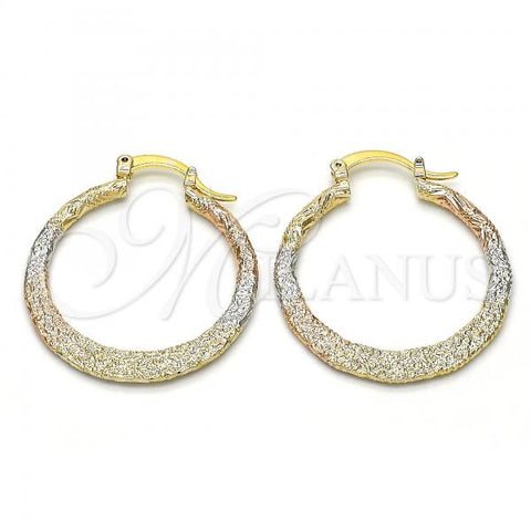 Oro Laminado Medium Hoop, Gold Filled Style Matte Finish, Tricolor, 02.65.2593.30