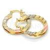 Oro Laminado Small Hoop, Gold Filled Style Diamond Cutting Finish, Tricolor, 02.170.0199.25