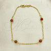 Oro Laminado Fancy Anklet, Gold Filled Style Ball and Figaro Design, Polished, Golden Finish, 03.32.0625.10