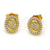 Oro Laminado Stud Earring, Gold Filled Style with White Micro Pave and White Crystal, Polished, Golden Finish, 02.282.0001