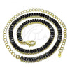Oro Laminado Fancy Necklace, Gold Filled Style with Black Cubic Zirconia, Polished, Golden Finish, 04.130.0001.2.12