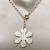 Oro Laminado Pendant Necklace, Gold Filled Style Flower and Rolo Design, Polished, Golden Finish, 04.63.1434.20