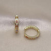 Oro Laminado Huggie Hoop, Gold Filled Style with Multicolor and White Cubic Zirconia, Polished, Golden Finish, 02.213.0618.2.20