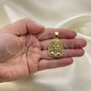 Oro Laminado Religious Pendant, Gold Filled Style Jesus Design, with White Micro Pave, Polished, Golden Finish, 05.342.0111