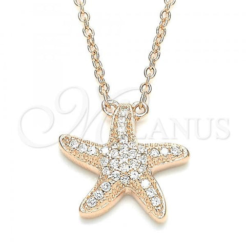 Sterling Silver Pendant Necklace, with White Cubic Zirconia, Polished, Rose Gold Finish, 04.336.0210.1.16