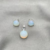 Sterling Silver Earring and Pendant Adult Set, with White Opal, Polished, Silver Finish, 10.392.0002