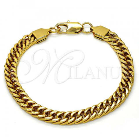 Stainless Steel Basic Bracelet, Curb Design, Polished, Golden Finish, 03.256.0001.09