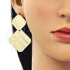 Oro Laminado Long Earring, Gold Filled Style Polished, Golden Finish, 02.385.0028