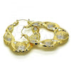 Oro Laminado Large Hoop, Gold Filled Style Chunky and Flower Design, Polished, Golden Finish, 02.60.0157.50