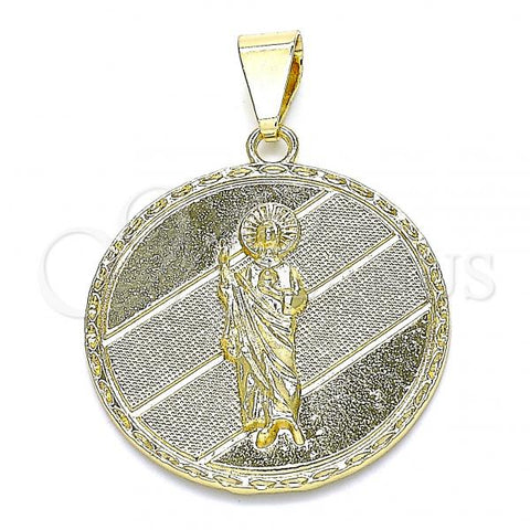 Oro Laminado Religious Pendant, Gold Filled Style San Judas Design, Polished, Golden Finish, 05.213.0105