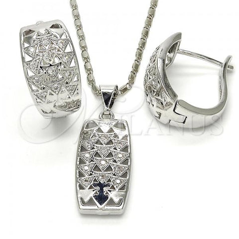 Rhodium Plated Earring and Pendant Adult Set, with White Cubic Zirconia, Polished, Rhodium Finish, 10.266.0005.1
