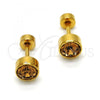 Stainless Steel Stud Earring, with Coffee Crystal, Polished, Golden Finish, 02.271.0008.4