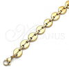 Oro Laminado Basic Anklet, Gold Filled Style Puff Mariner Design, Polished, Golden Finish, 04.116.0062.10