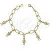 Oro Laminado Charm Bracelet, Gold Filled Style Little Boy Design, Polished, Golden Finish, 5.024.002