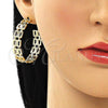Oro Laminado Stud Earring, Gold Filled Style Paperclip Design, Polished, Golden Finish, 02.213.0407
