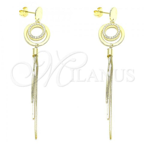 Sterling Silver Long Earring, Polished, Golden Finish, 02.186.0206.1