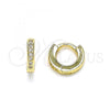 Oro Laminado Huggie Hoop, Gold Filled Style with White Micro Pave, Polished, Golden Finish, 02.156.0286.10