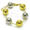 Oro Laminado Fancy Bracelet, Gold Filled Style Chunky and Hollow Design, Polished, Two Tone, 03.341.0222.08