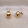 Oro Laminado Stud Earring, Gold Filled Style Chunky Design, Polished, Golden Finish, 02.342.0332