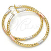 Oro Laminado Large Hoop, Gold Filled Style Hollow and Twist Design, Polished, Tricolor, 02.170.0108.1.70