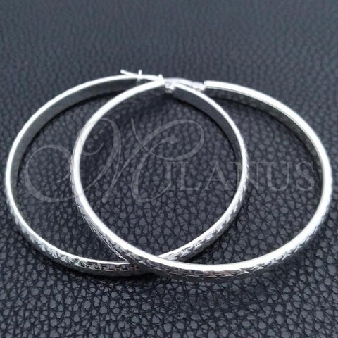 Sterling Silver Large Hoop, Diamond Cutting Finish, Silver Finish, 02.389.0188.50