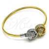 Oro Laminado Individual Bangle, Gold Filled Style Love Knot Design, Diamond Cutting Finish, Two Tone, 07.383.0005