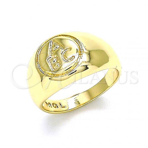 Oro Laminado Baby Ring, Gold Filled Style Polished, Golden Finish, 01.185.0016.02 (Size 2)