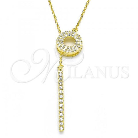 Sterling Silver Fancy Necklace, with White Micro Pave, Polished, Golden Finish, 04.286.0004.2.16