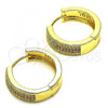 Oro Laminado Huggie Hoop, Gold Filled Style with Garnet and White Micro Pave, Polished, Golden Finish, 02.195.0072.1.25