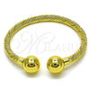Oro Laminado Individual Bangle, Gold Filled Style Ball and Twist Design, Polished, Golden Finish, 07.341.0052