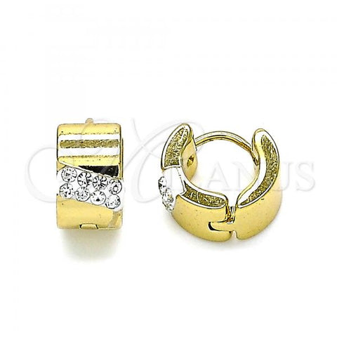 Stainless Steel Huggie Hoop, with White Crystal, Polished, Golden Finish, 02.230.0045.1.10