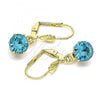 Oro Laminado Leverback Earring, Gold Filled Style with Blue Topaz and White Crystal, Polished, Golden Finish, 02.122.0112.6