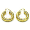 Oro Laminado Medium Hoop, Gold Filled Style Hollow Design, Diamond Cutting Finish, Golden Finish, 02.163.0316.30