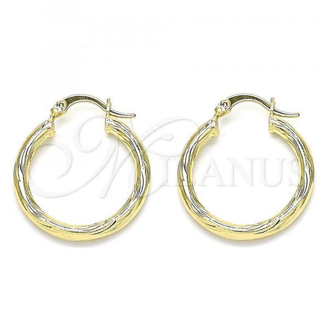 Oro Laminado Small Hoop, Gold Filled Style Diamond Cutting Finish, Golden Finish, 02.213.0244.1.25