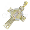Oro Laminado Religious Pendant, Gold Filled Style Crucifix Design, Polished, Tricolor, 05.351.0044.1