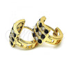 Oro Laminado Huggie Hoop, Gold Filled Style with Black and White Crystal, Polished, Golden Finish, 02.94.0102.2.12