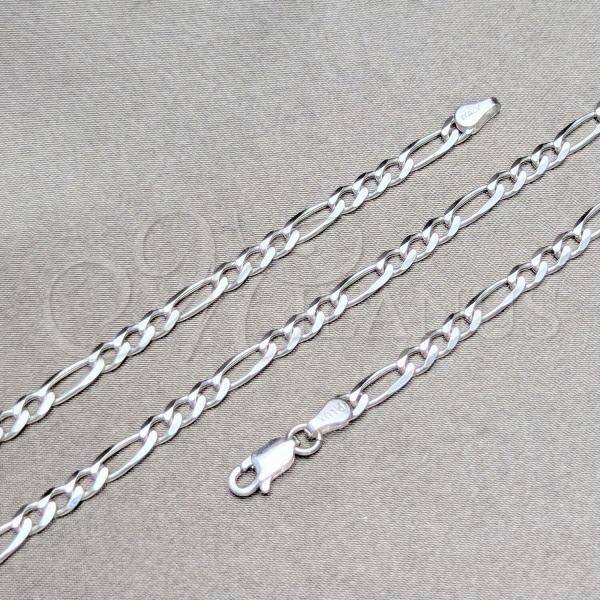 Sterling Silver Basic Anklet, Figaro Design, Polished, Silver Finish, 04.420.0014.10