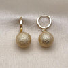 Oro Laminado Dangle Earring, Gold Filled Style Ball Design, Matte Finish, Golden Finish, 02.170.0504