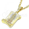 Oro Laminado Religious Pendant, Gold Filled Style Guadalupe Design, Polished, Tricolor, 05.351.0139.1