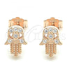 Sterling Silver Stud Earring, Hand of God Design, with White Micro Pave, Polished, Rose Gold Finish, 02.336.0147.1