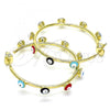Oro Laminado Stud Earring, Gold Filled Style Evil Eye Design, Multicolor Enamel Finish, Golden Finish, 02.341.0068