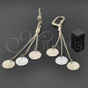 Oro Laminado Long Earring, Gold Filled Style Diamond Cutting Finish, Tricolor, 5.098.001
