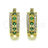 Oro Laminado Small Hoop, Gold Filled Style with Green and White Cubic Zirconia, Polished, Golden Finish, 02.210.0269.10.15