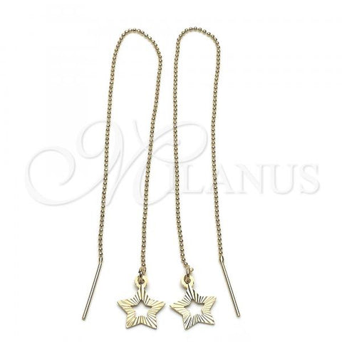 Oro Laminado Threader Earring, Gold Filled Style Star Design, Golden Finish, 02.64.0580