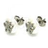 Stainless Steel Stud Earring, Butterfly Design, with Ivory Pearl, Polished, Steel Finish, 02.271.0030
