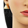 Oro Laminado Stud Earring, Gold Filled Style Chunky Design, Polished, Golden Finish, 02.385.0049
